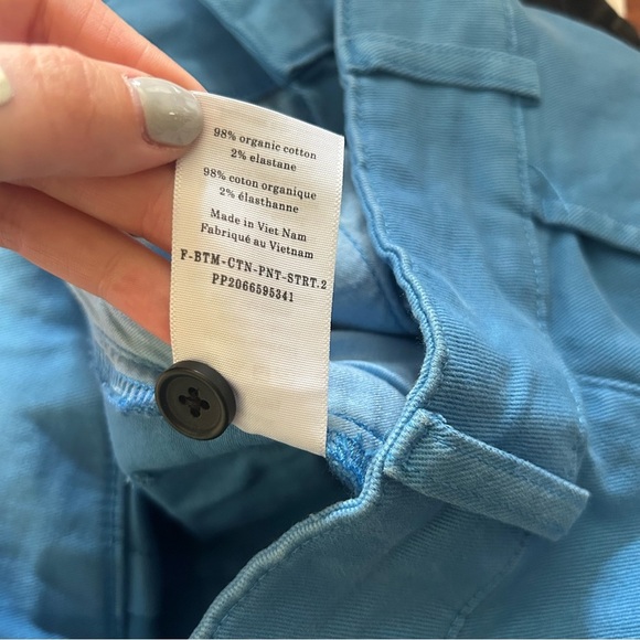 Everlane The Organic Straight-Leg Pant Cropped Blue Double Button NEW Size 4 - Picture 9 of 9